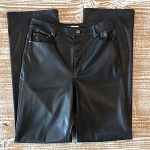 Zara Black Wide Leg Faux Leather Trousers 4 Long - Tall